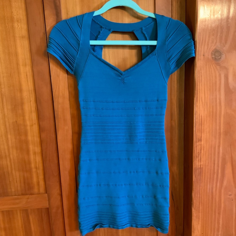Bebe blue bodycon mini dress Size small